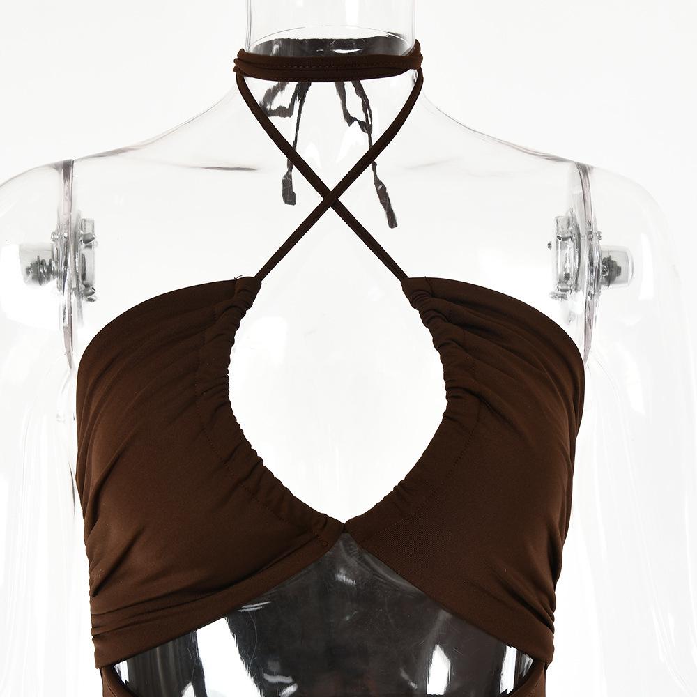 Spring Sexy High Slit Halter Neck Dress - European & American Style