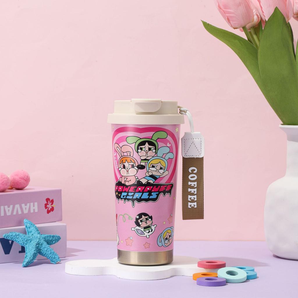 Новая термокружка из нержавеющей стали 304, тканевый чехол Labu, мультяшный узор, портативная кружка «Ландыш», для девочек, высокая ценность, с соломинкой