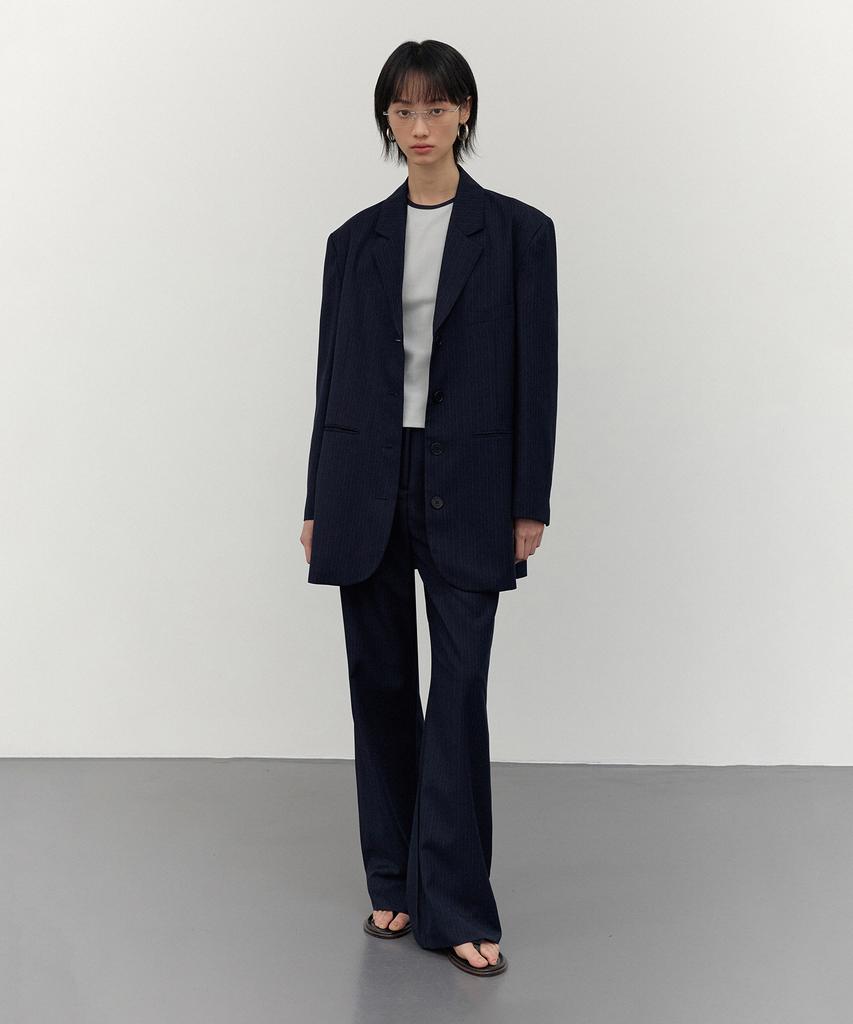 CITTA Pinstripe Bootcut Trousers_Ctb540 (Navy)