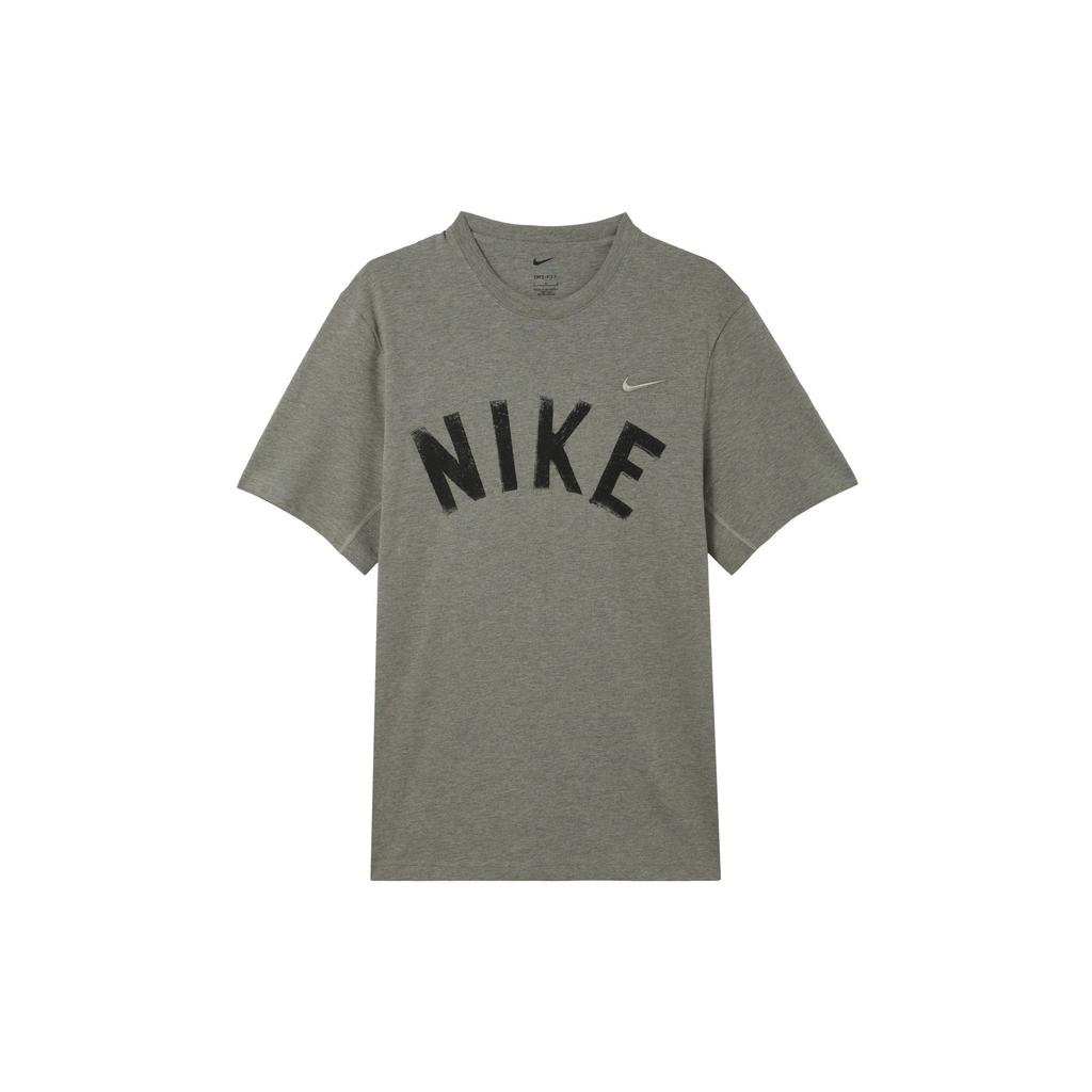 Nike Swoosh Dri-Fit Влагоотводящая Быстросохнущая Универсальная Футболка с принтом букв с коротким рукавом Мужские топы Темно-грязно-серый FV9771053