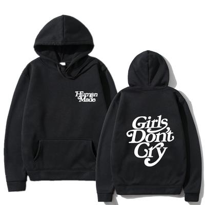 Толстовки с капюшоном для девочек «Не плачьте», сделанные человеком, толстовки унисекс WoUnisex, модные повседневные японские уличные толстовки с буквенным принтом, толстовка с капюшоном, одежда