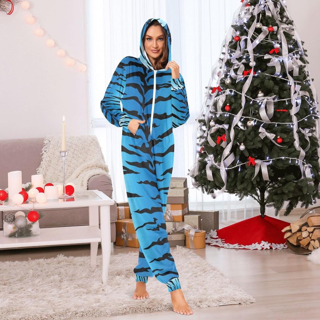 Matching Family Outfits - Striped Print Family Matching Hooded Zip-Up Onesie Loungewear