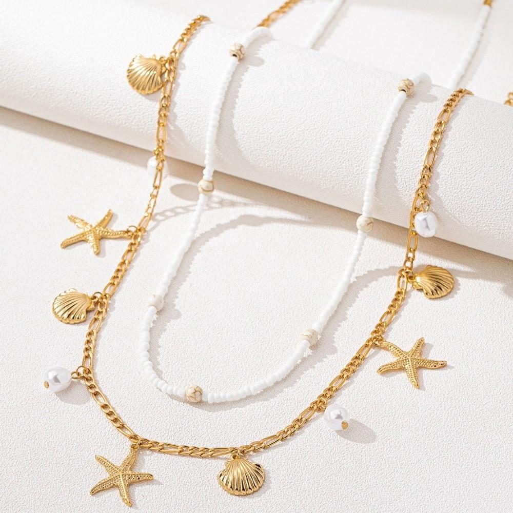 2 Pcs/set Shell Starfish Waist Chain Gold Belly Chains Charms Beads Body Chain Rave Event