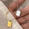 2023 New Cold Style Gold Square Pendant Necklace for Women - Simple Clavicle Chain Design