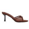 Fashion Elegant Brown Mesh Women Slippers Summer Fashion Bow Decoration Slide Sandals Sexy Peep Toe Thin High Heel Sandals Beach Shoes