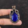 Подвеска из лазурита, медная проволока, обернутая подвеска, антикварные ювелирные изделия, медные украшения ручной работы, подвеска из натурального драгоценного камня, подарок для него, женская подвеска