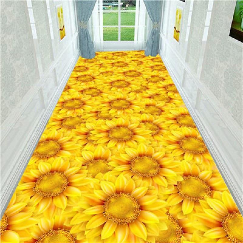 3D Pattern Sunflower Print Carpet, Living Room Bedroom Home Decoration Carpet Bathroom Balcony Non-slip Doormat Birthday Present