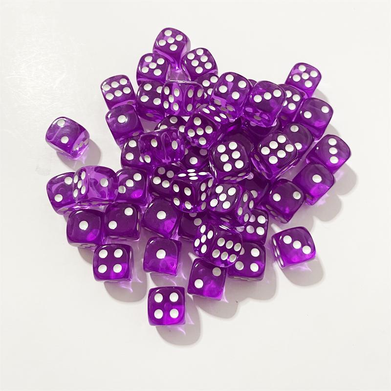 50pcs/Pack High Quality New 12mm Acrylic Transparent D6 Point Dice #12 Round Corner Boutique Dice