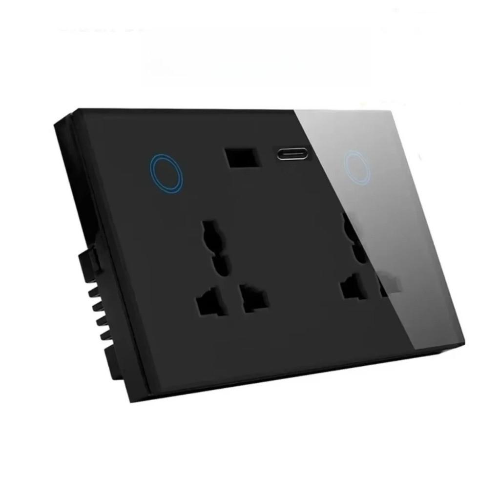 Умная настенная розетка Закаленное стекло USB Type-c Быстрая 20 Вт Умная розетка с переключателем Универсальная бытовая розетка