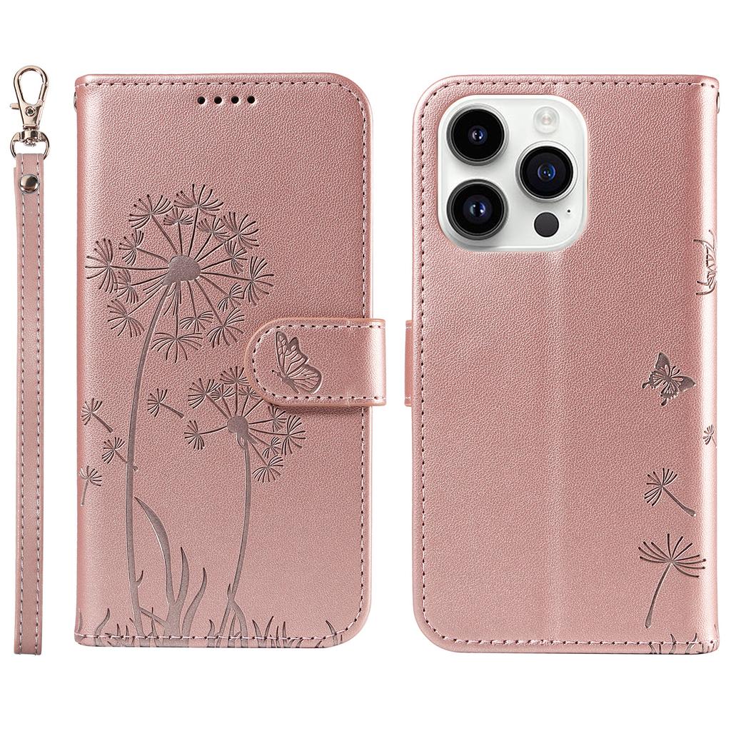 For iPhone 14 Pro Leather Case Wallet Phone Cover Dandelion Imprint