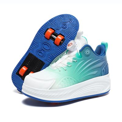 Роликовые коньки для девочек и мальчиков, детские светящиеся повседневные кроссовки на четырех колесах, нескользящие массивные ботинки, детская модная обувь для ходьбы