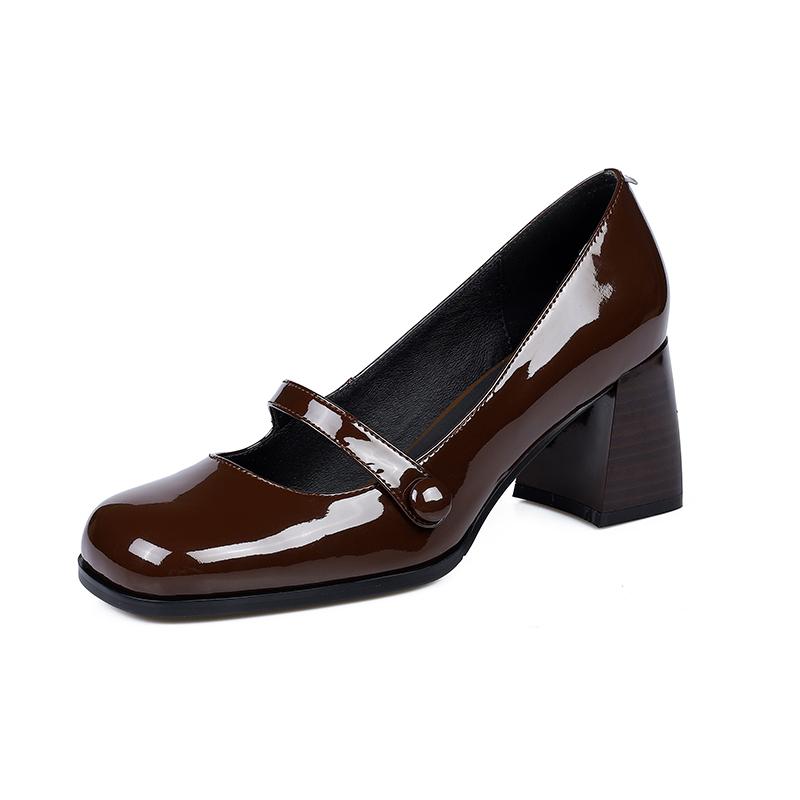 Мода Модные и универсальные Новые Ретро Темпераментные Лоферы Повседневные Туфли с Квадратным Носком На Высоком Каблуке Женские Кожаные Туфли в Британском Стиле