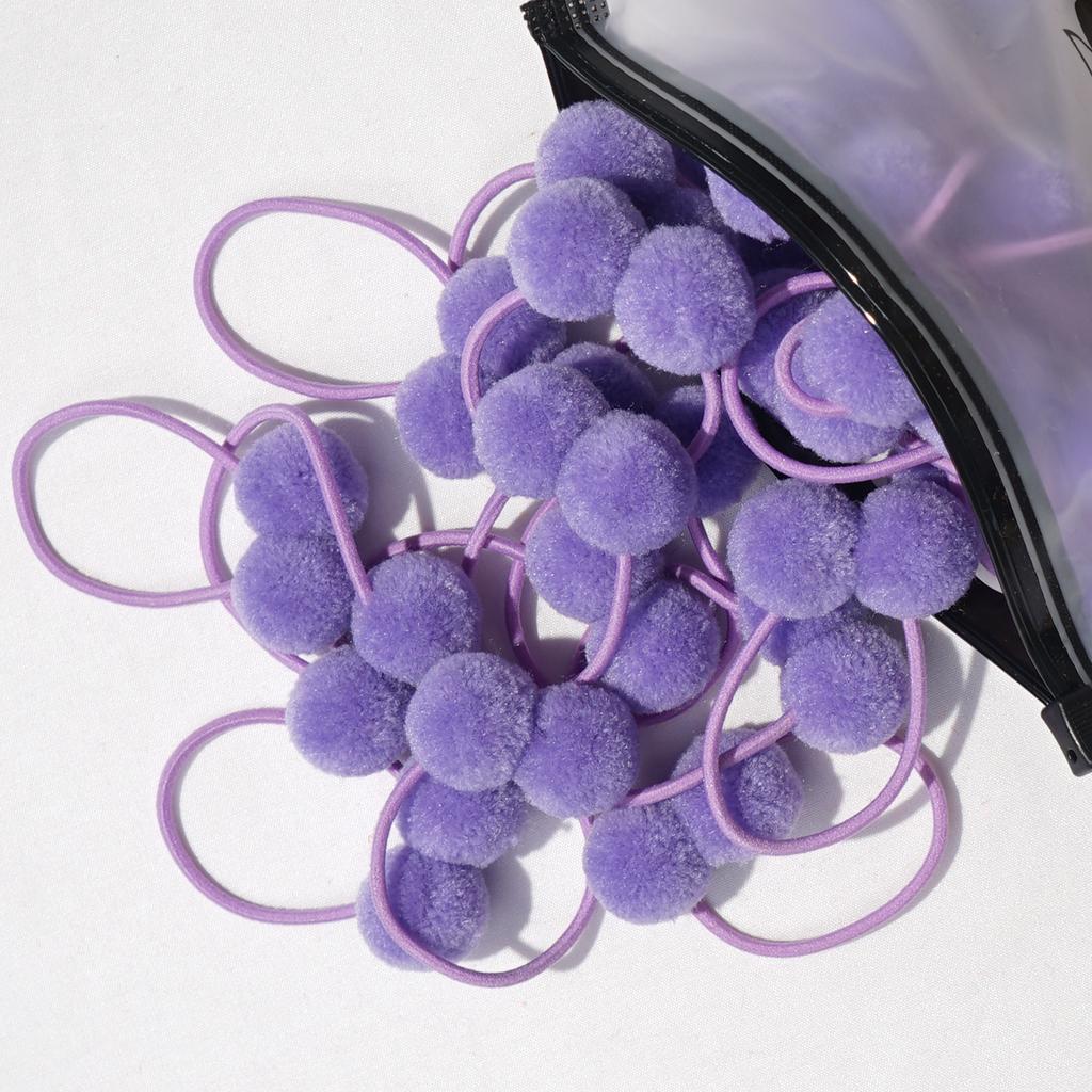 20 шт. 1,4" Маленький однотонный двойной меховой помпон с эластичной резинкой, ручной работы, резинка для волос для детей и девочек