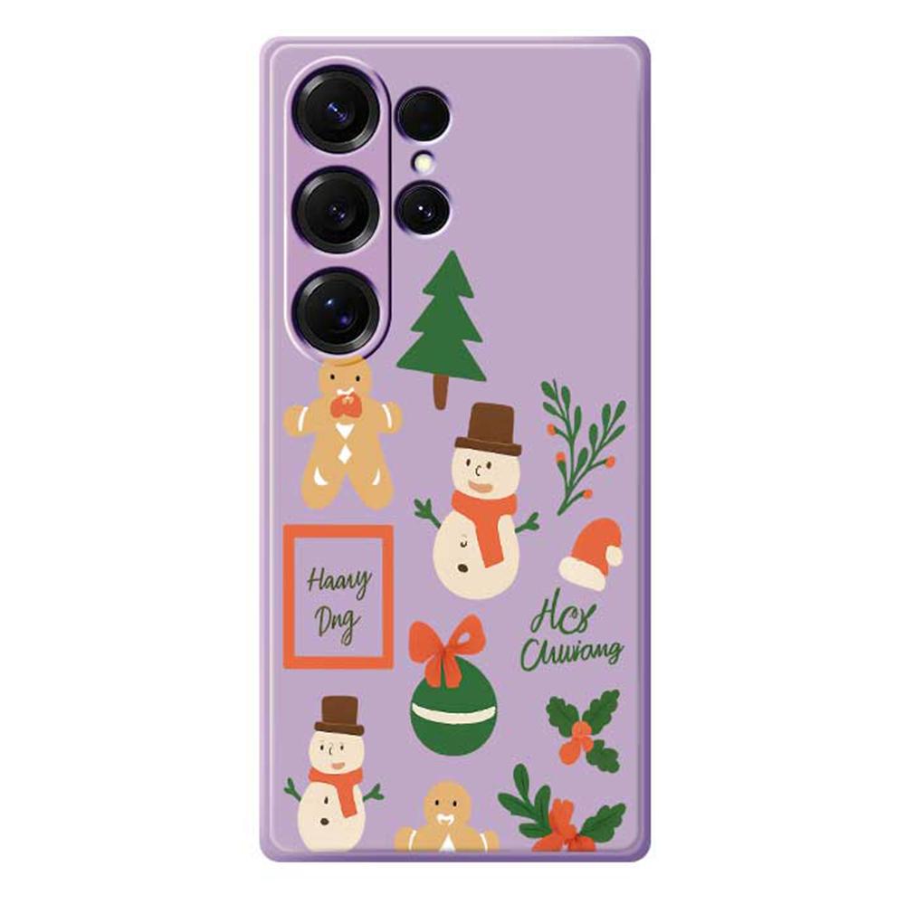 For Samsung Galaxy S25 Ultra Case Christmas Snowman Pattern Printing Straight Edge TPU Phone Back Cover