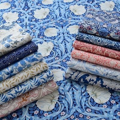 Ткань из 100% хлопка, 40-х годов, plain weave (полотняное переплетение), для юбки/рубашки DIY, тема «Синий Моррис»