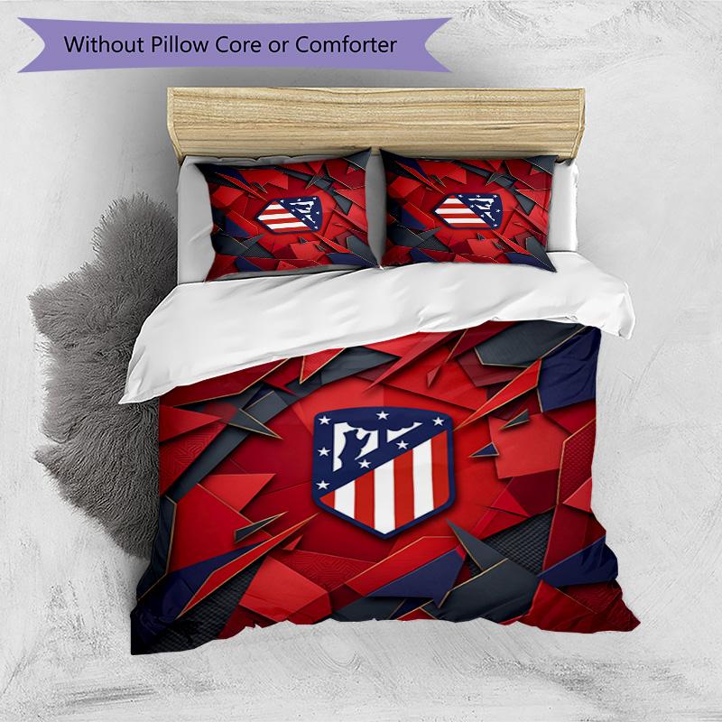 Atletico Madrid Pattern Printed 3PCS Bedding Set Soft Skin-Friendly Washable Duvet Cover & Pillowcases Set All Season Bedroom