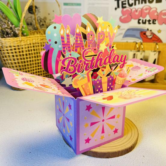 С днем рождения Pop-Up Card 3D Подарочная коробка на день рождения для женщин и мужчин Складная