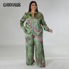 Plus Size Women's Printed Cardigan Long Sleeve Loose Trousers Fashion Printed Casual Suit