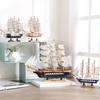 Mediterranean Wooden Sailboat Model Ornaments Creative Handmade Solid Wood Simulation Craft Home Decoration Retro Ornaments