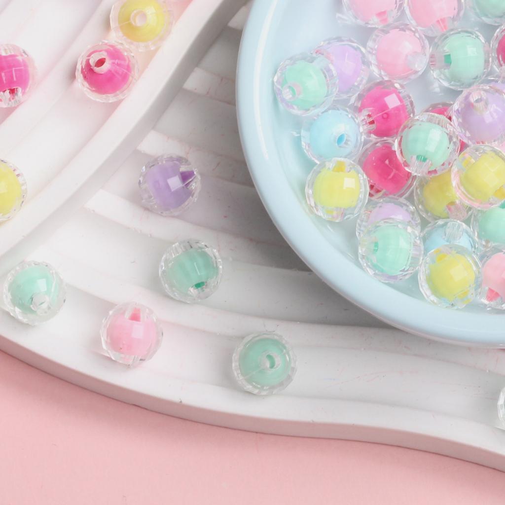 High Quality Necklace Bracelet Loose Beads 150/100Pcs Sandwich Transparent Creative 8/10mm Round Pendant Faceted DIY Jewelry Making Candy Color