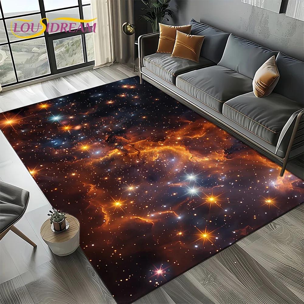 Milky Way Universe Space Stars Black Hole Galaxy Earth Carpet Rug for Living Room Bedroom Sofa Decoration,Non-slip Floor Mat