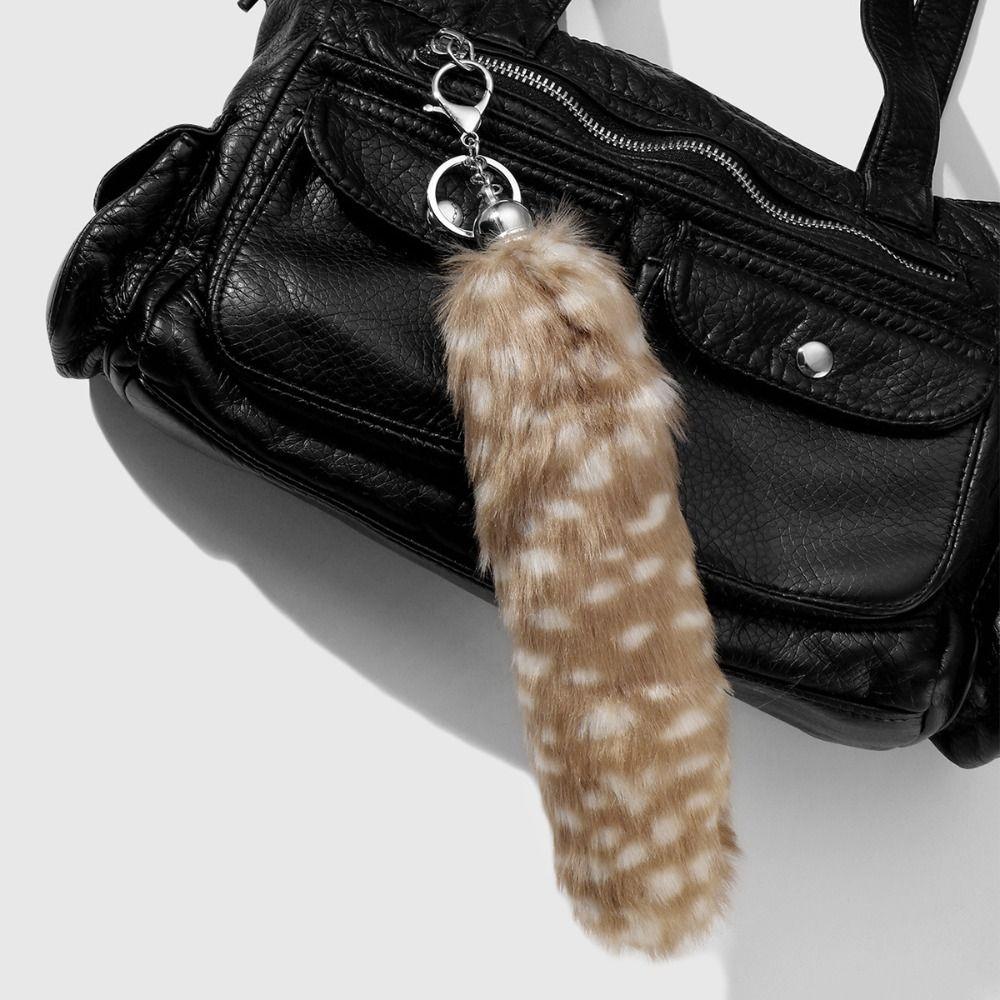 Retro Tail Hanging Keychain Long Hair Plush Tail Keyring Sweet Cool Bag Charms Purse Handbag