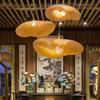 Bamboo Hanging Lamp Rattan Ceiling Pendant Light Asian Style Hanging Ceiling Fixture for Tearoom Restaurant Hotel