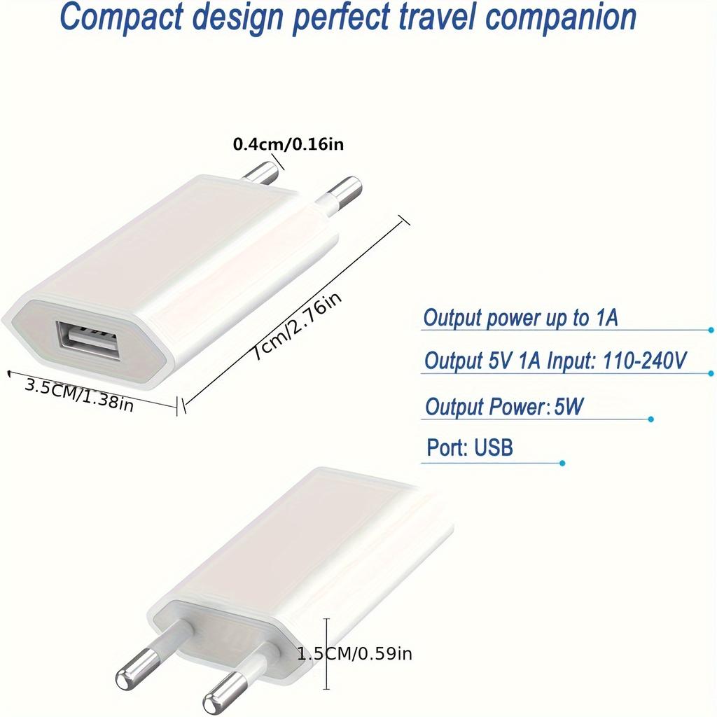 Универсальное зарядное устройство USB 2PC 5V1A с защитой от короткого замыкания - вилка европейского стандарта для iPhone, Android