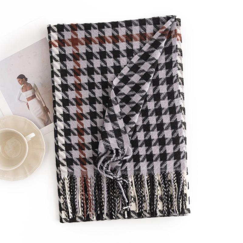 Новый зимний шарф в гусиную лапку, модный европейский и американский повседневный шарф, защищающий от холода, высококачественная удлиненная теплая шаль