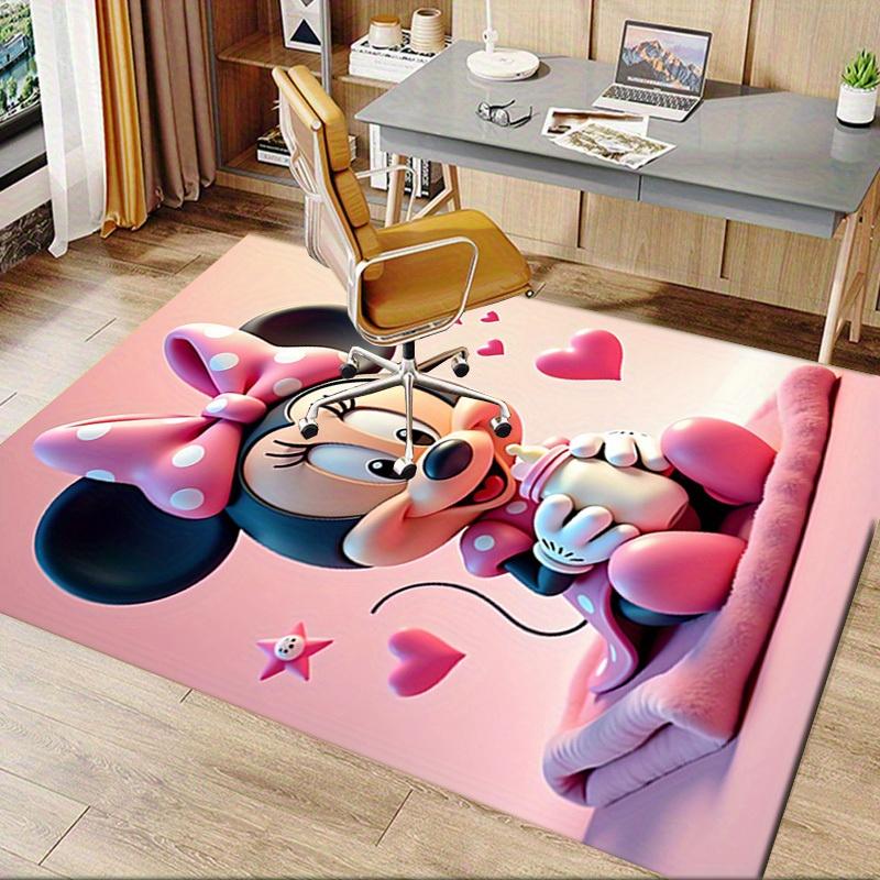 3D-печатный коврик Минни Маус, Розовый, с сердечками, Противоскользящий - Машинная стирка, Офисный коврик для гостиной, спальни, офиса - Различные размеры