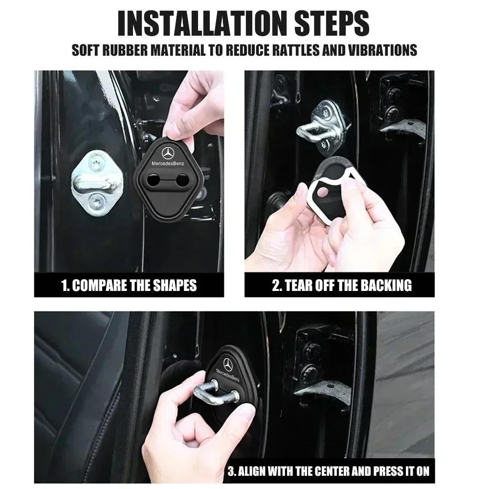 SFL1  Car Silicone Door Lock Cover Protective Cap Stickers Accessories For Mercedes Benz AMG W126 W140 W190 W222 4MATIC W204 W212 W203