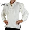 Lapel Strap Men Shirt Adult Medieval Renaissance Cosplay Long Sleeve Cuff Lace-up Solid Color Loose Fit Pullover Vintage Style