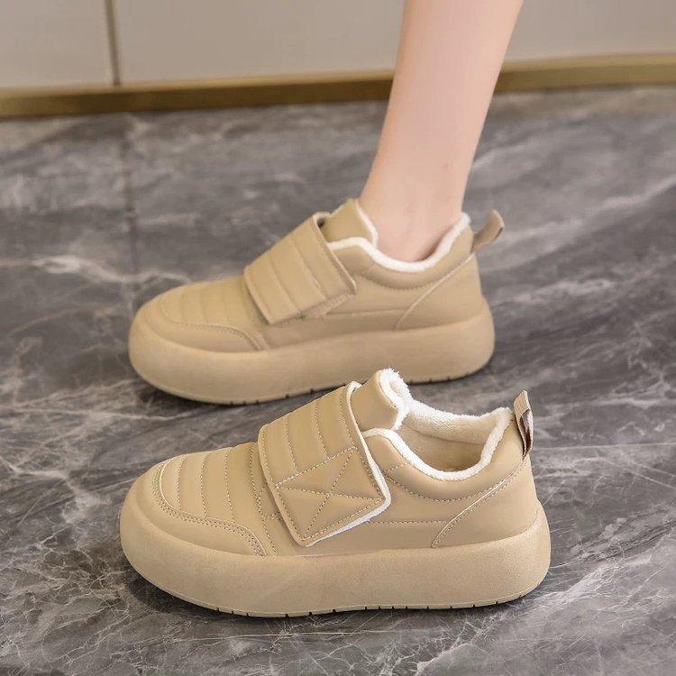 Модная женская плюшевая обувь для ходьбы из искусственного меха, черная, легкая, водонепроницаемая, зимняя, теплая, домашняя, уличная, удобная, зимние ботинки, фитнес-балетки, кроссовки