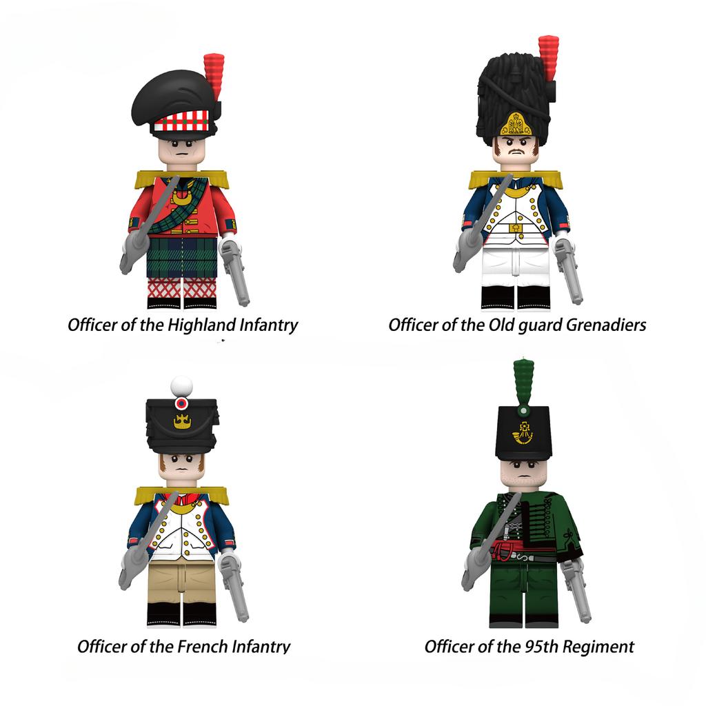 Наполеоновские войны, военные солдаты, строительные блоки, WW2, мини-фигурки, французские, британские, стрелковые винтовки, оружие, игрушки для детей