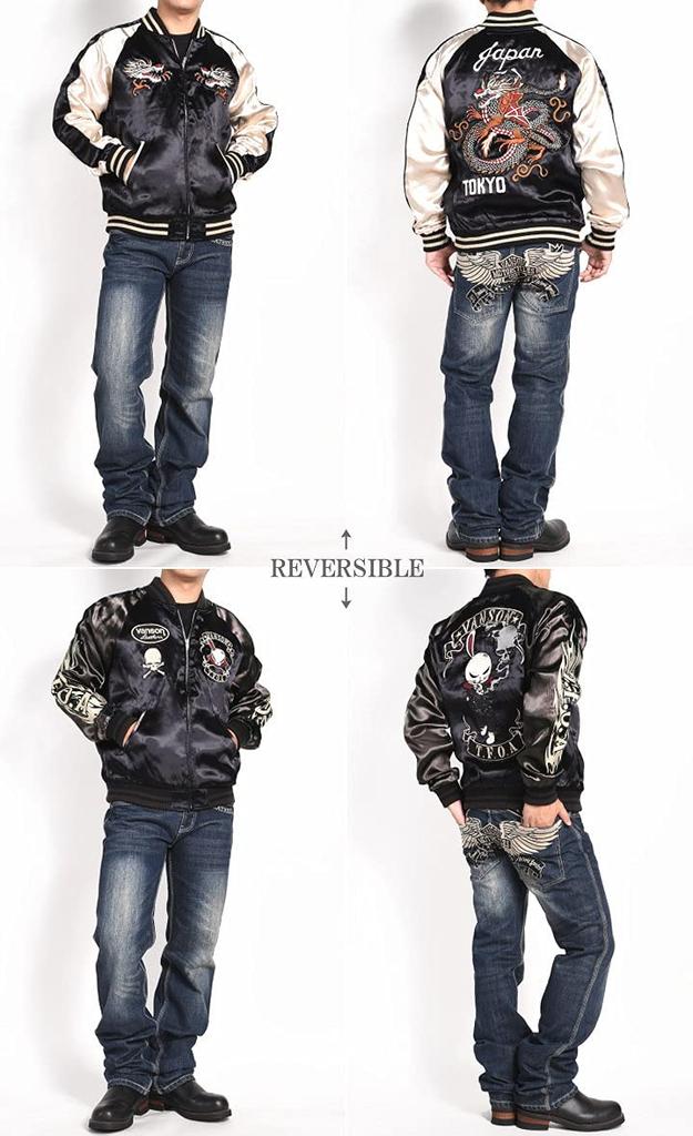 Коллаборация Crows Worst Сукаджан Модель, которую носил Харумичи Мотив дракона x Вооруженный фронт Смерть Полностью вышитый Двусторонний Сукаджан [Banson] "Bouya T.F.O.A"