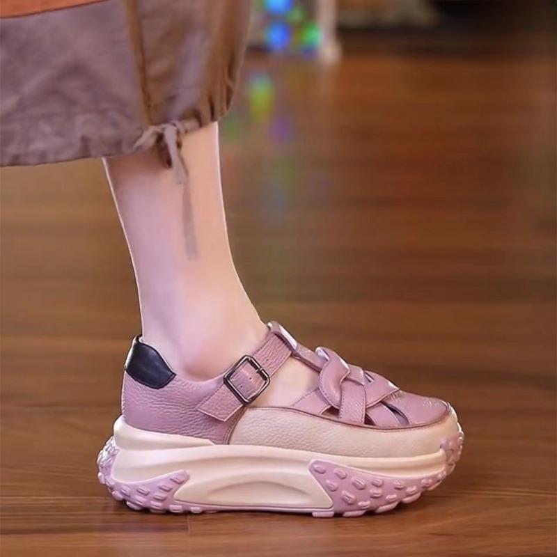 Туфли с толстой подошвой и антизапахом для пап, дышащая повседневная обувь, новые универсальные сандалии с вырезами для женщин