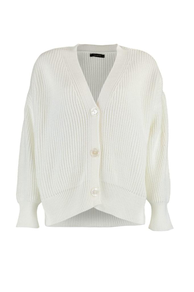 Women's Fashionable Stylish Cardigan Black Wide Fit V-Neck Knitwear Cardigan