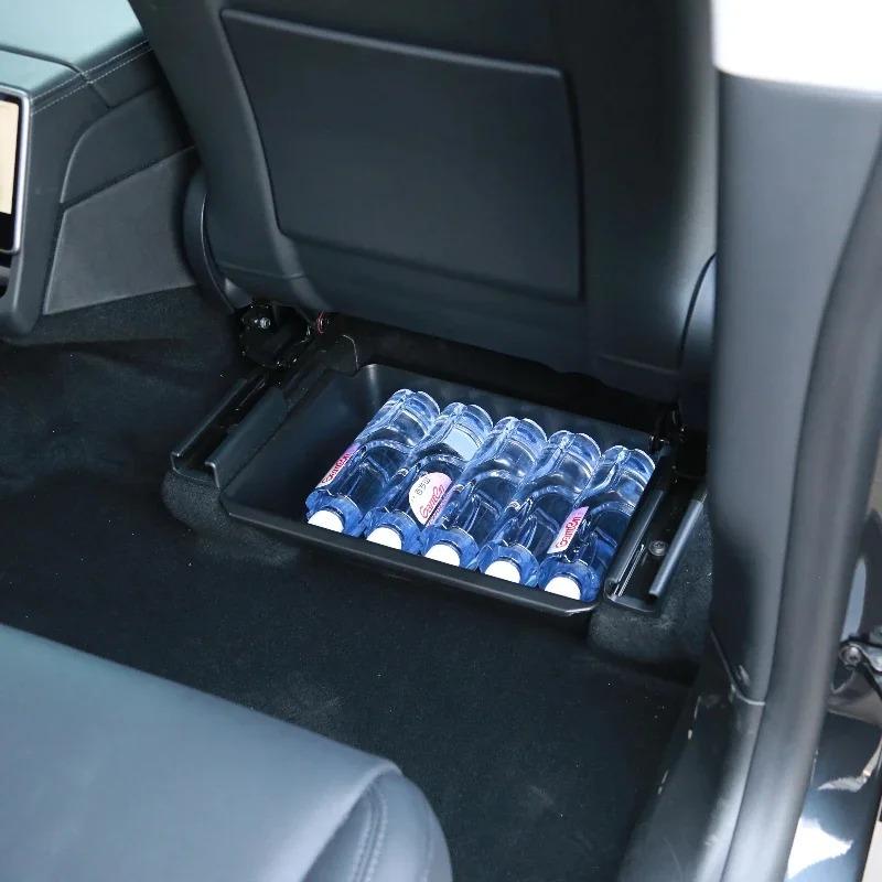 For Tesla Model Y Juniper 2025 Rear Seat Rear Lower Storage Box Car Accessories ABS Umbrella Storage Organizer Tray Interior