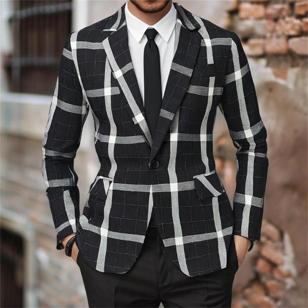 Men's Spring Casual Stand Collar Long Sleeve Single Breasted Suit