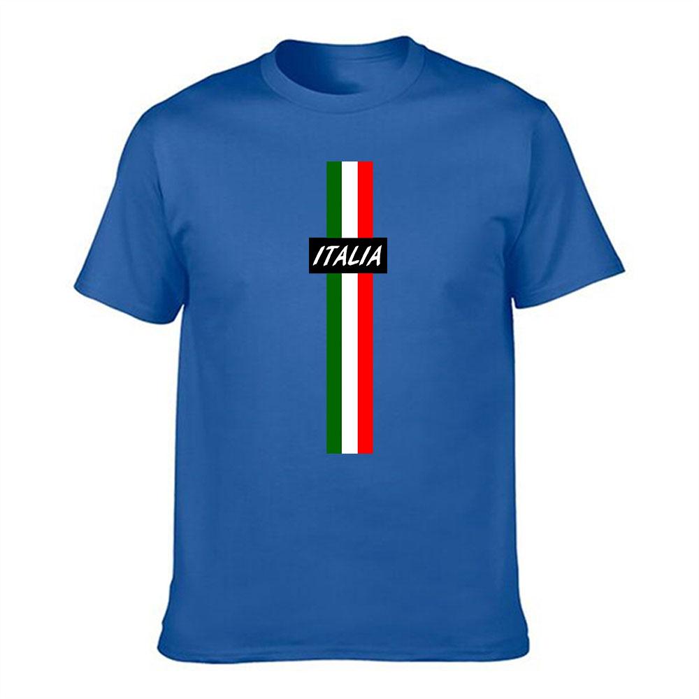 Unisexs Cotton Tshirt Vertical Italian Flag Print Italia Letter Casual Short Sleeve Tee For Daily Wear