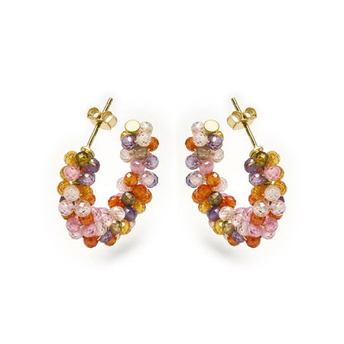 Boucles d'oreilles en argent 925 Luxenter avec cristaux multicolores finis en or jaune 18K - Salblai