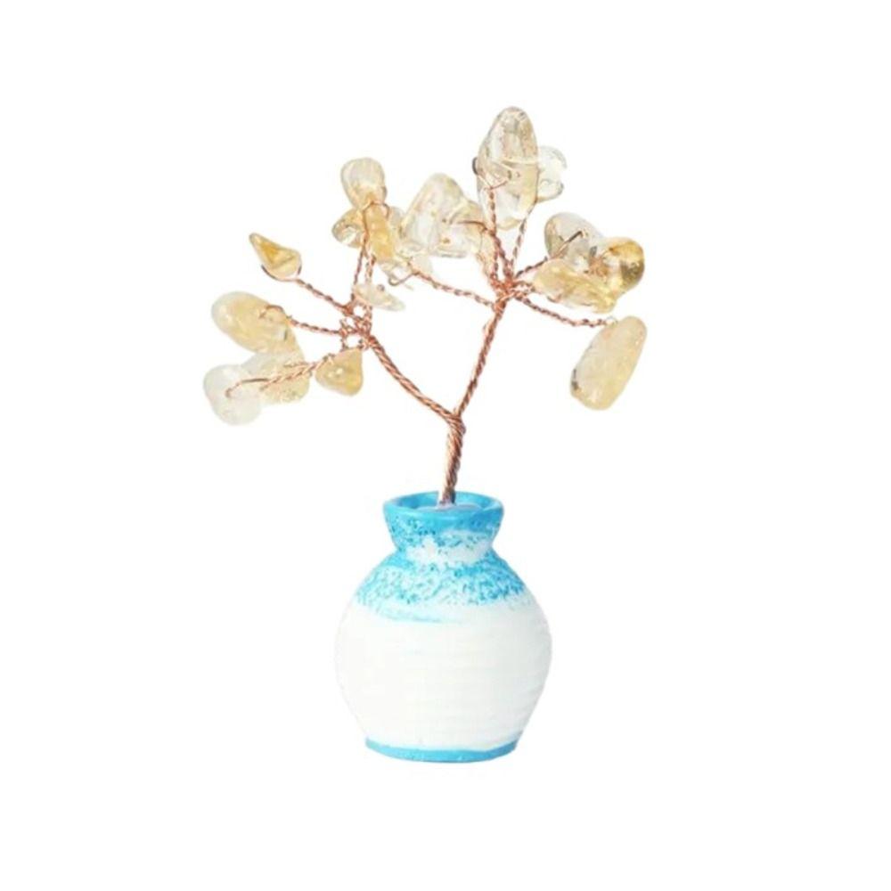 Белая хрустальная ваза Модель хрустального дерева Разноцветные мини-елочные украшения Натуральные изделия ручной работы Украшения для хрустального дерева желаний