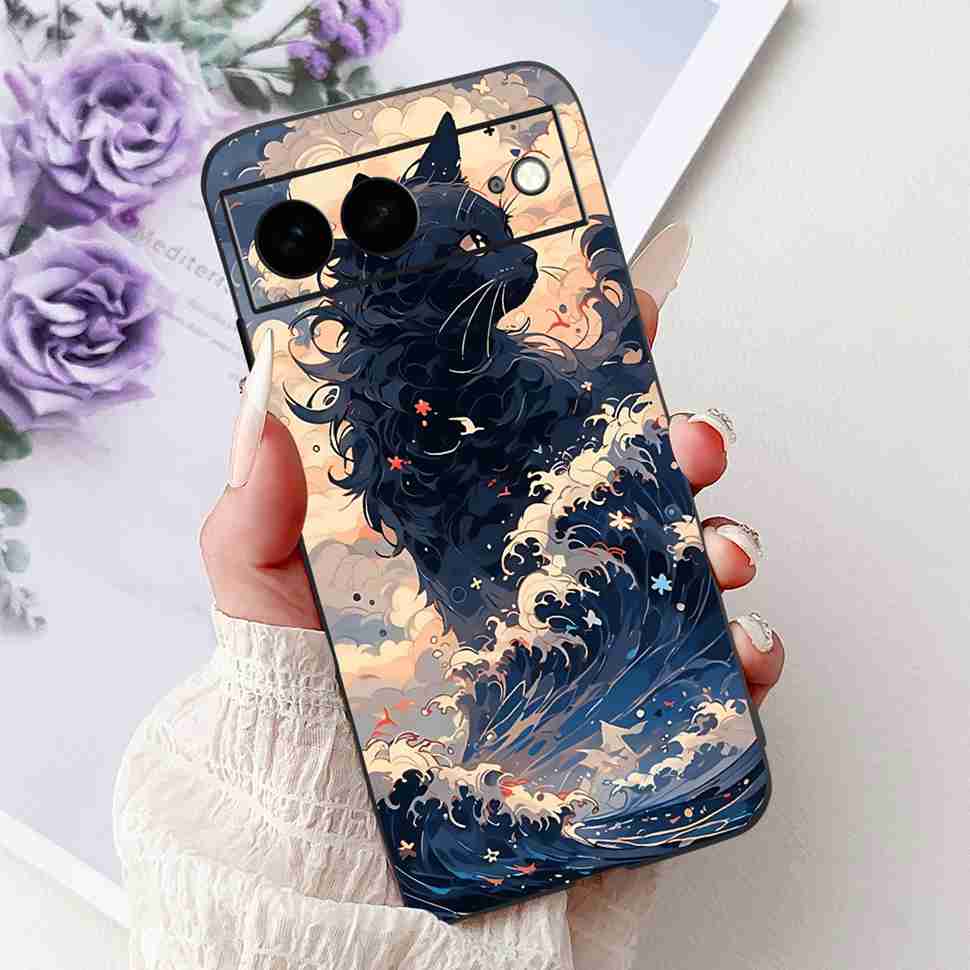 Для Google Pixel 7 GVU6C Чехол Милый Мультяшный Животное Кролик ТПУ Черная Крышка Для Google Pixel 7Pro 7pro GP4BC Защитные Чехлы Coque