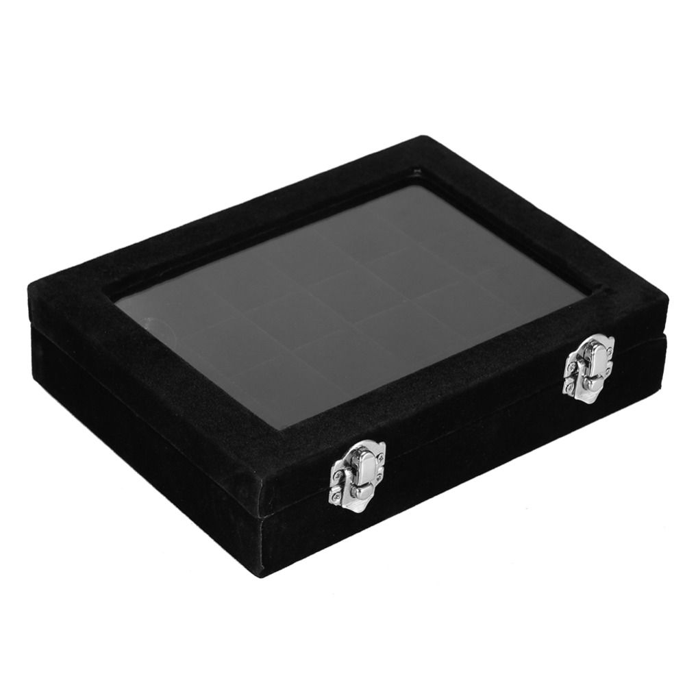 Velvet 24 Grids Rhinestone & Nail Gem Storage Box Home Drawer Use
