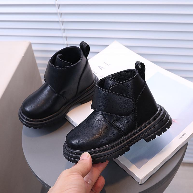 Kids' Martin Boots - Solid Color Short Boots for Boys and Girls. Soft Bottom, Non-Slip Leather Boots for Spring and Autumn