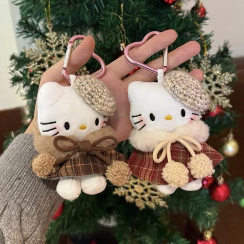 Кавайный Зимний День Принцессы Накидка Брелок Hello Kitty Плюшевый Подвес Украшение для Рюкзака Подарки на Рождество и Новый Год