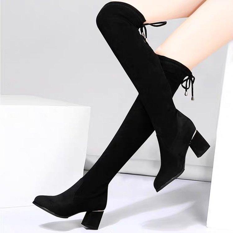 Женские сапоги, замшевые сапоги выше колена, сексуальные сапоги на высоком каблуке, женская обувь, тонкие сапоги до бедра