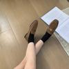 Fashion Bailamos 2024 New Brand Women Flat Shoes Fashion Round Toe Flat Heel Slip On Laofer Shoes Casual Outdoor Gold Buckle Ballerinas