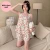 Plus Size M-5XL Summer Pajamas Set with Chest Pad Women Homewear Sexy Lace Splicing Sling Tops and Shorts 2 Pieces Set Sleepwear