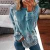 Women's Round Neck Tops Cotton Women's Casual Fashion Print  Long Sleeve O-Neck Pullover Top Blouse